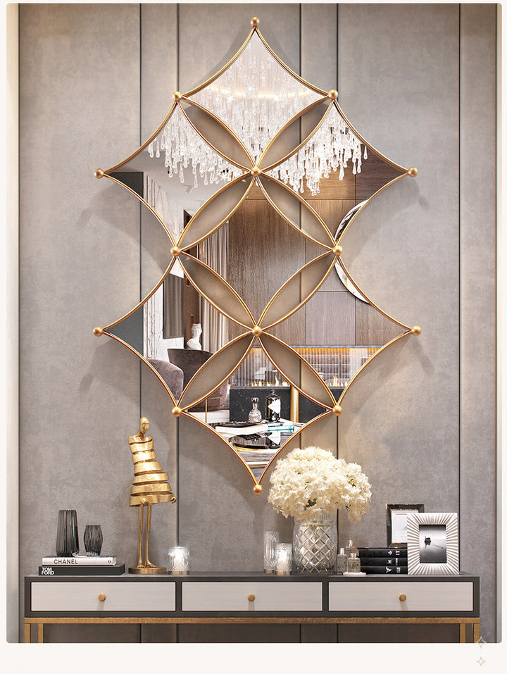 Dining Room Decoration Mirror Living Room TV Background Wall Porch WalProduct information:
 


 Material: Iron
 
 Style: Light luxury
 
 Category: Wall decoration
 
 Color: Gold
 
 Packing: Carton packing
 
 Space: living room, bedroom0nullLofineDining Room Decoration