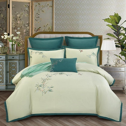 Chinese national style beddingBed fabric: long staple cotton
 
 Printing and dyeing process: reactive printing and dyeing
 
 Weaving process: Satin
 
 Style and technology: hemming0nullLofineChinese national style