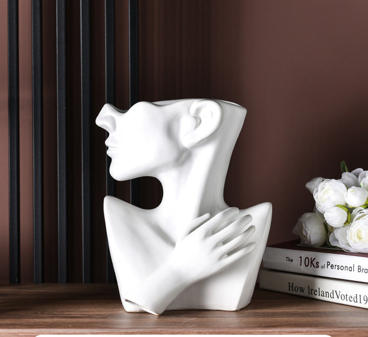 Modern Nordic Style Creative Portrait Vase Human Head Flower Vases DecProduct information:
 
 Type: Flowerpot
 
 Material: Ceramic
 
 Features: not easy to deform, strong and durable
 
 Use form: desktop type, floor type
 
 Application0nullLofineModern Nordic Style