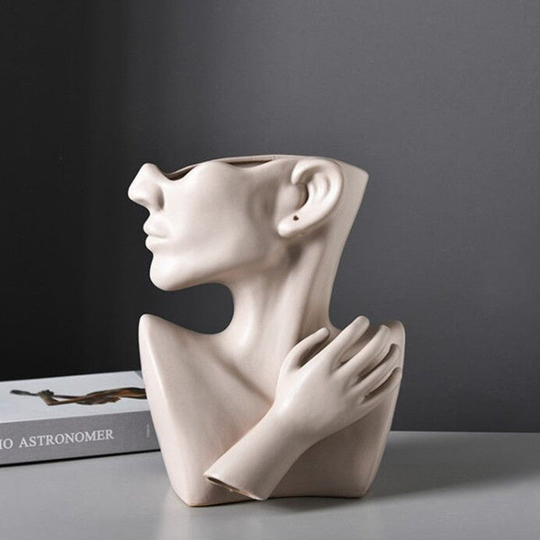 Modern Nordic Style Creative Portrait Vase Human Head Flower Vases DecProduct information:
 
 Type: Flowerpot
 
 Material: Ceramic
 
 Features: not easy to deform, strong and durable
 
 Use form: desktop type, floor type
 
 Application0nullLofineModern Nordic Style