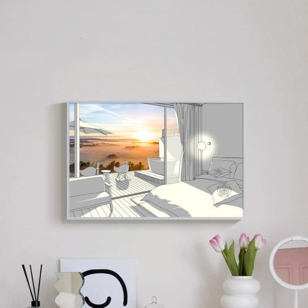 Art Sunshine Light Painting Living Room DecorationProduct information :
 
 
 Frame type: L-shaped frame/white
 
 Applicable space: bedroom
 
 Color classification: A, B, C and D.
 
 Combination form: Style 1: [power0nullLofineArt Sunshine Light