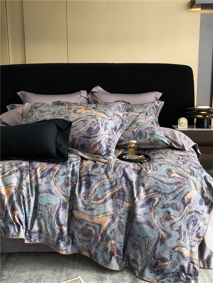 Long-staple Cotton Printed Four-piece Bedding Set Cotton BeddingProduct information:
 
 Pattern: geometric pattern, plant flowers
 
 Size specification: 1.5-1.8 M bed [M] [suitable for 200 x230cm duvet insert],1.8-2.0 M bed [L] [0nullLofinelong-staple cotton